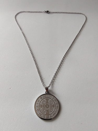 Medalla San Benito Dije Cadena Collar Acero Inoxidable