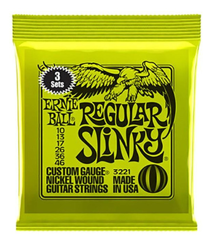 Pack De 3 Set De Cuerdas Para Guitarra Ernie Ball 2221 10/46