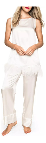 Pijama Para Mujer, Conjunto De 2pzas. White Mulberry Silk.