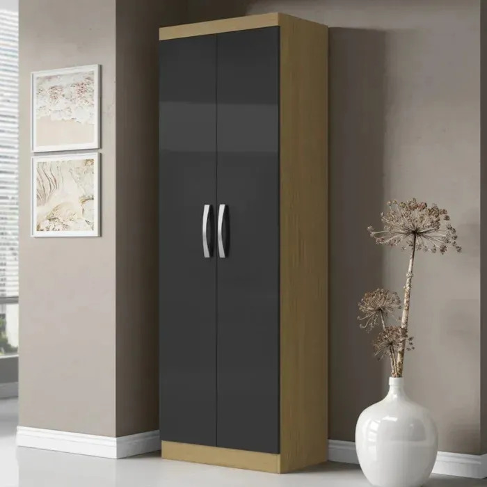 Armário Multiuso 2 Portas 170x52cm New Aramóveis Cor Atacama/Grafite