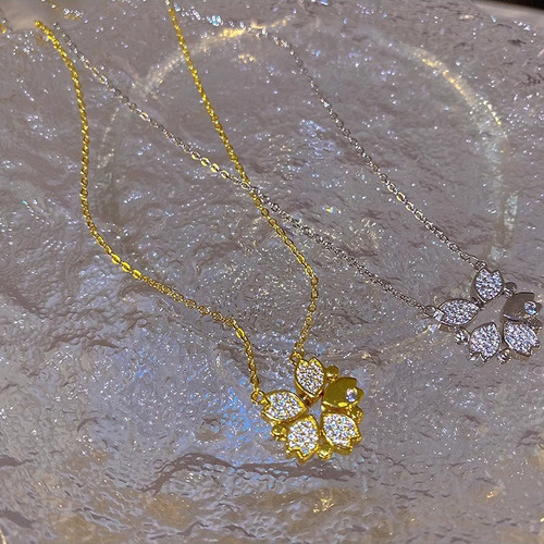 Collar Trébol De Cuatro Hojas Con Cadena Clavícula De Amor