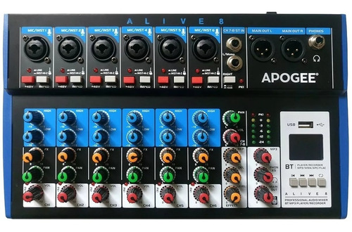 Consola Apogee Alive 8 Mixer De 8 Ch Con Reproductor Usb Bt