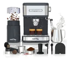 Cafetera Espresso Dear Day Semi Automática con Molino y Vaporizador para Café en Grano o Cápsulas