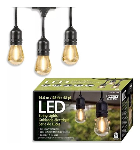 Set De Luces Led Para Exterior Serie Vintage Feit 14.6 Mts