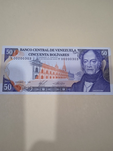 Billete De 50 Bs Nov. 3 De 1988 Ver Serial .y-6