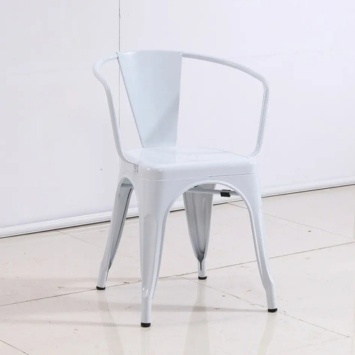 Silla De Comedor Con Apoyabrazo Tolix X6 Reforzada De Hierro Zhome Estructura De La Silla Blanco Asiento Blanco Diseño De La Tela Metal