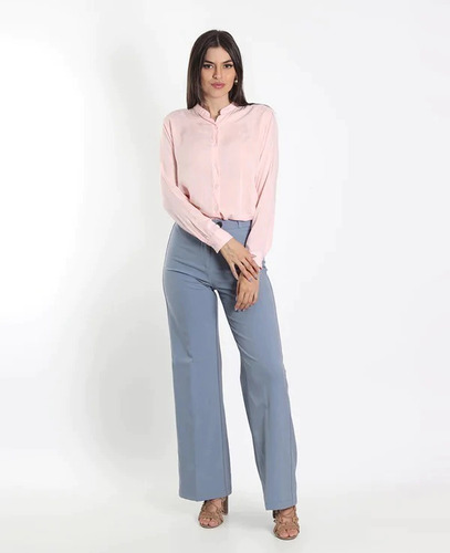 Blusa Muletta Rosa En Cuello V