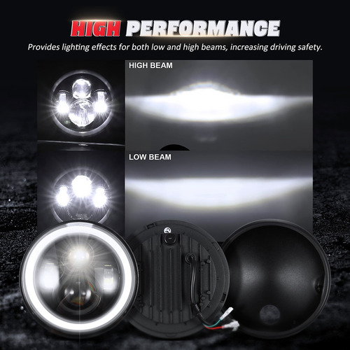 Faro 7 Pulgadas Led Carcasa+cableado De Tránsito Para Moto