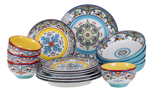 Set De Vajillas Euro Ceramica, 16 Piezas Cerámica Multicolor