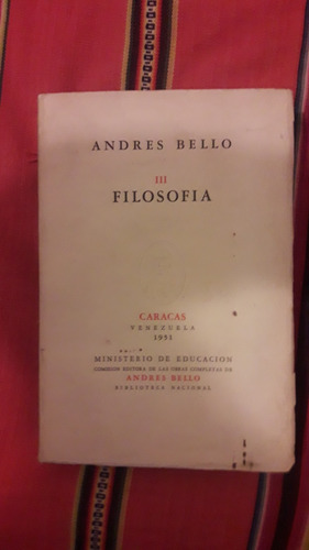 Obras Completas Tomo 3 Filosofía Andrés Bello (Usado)