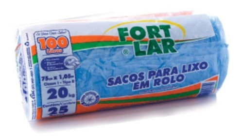 Saco Para Lixo Azul Em Rolo 100 Litros 100 Unidades 