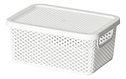 Cesta organizadora multiusos con tapa, 26 cm, color blanco