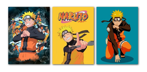 3 Cuadros Decorativos De Naruto Uzumaki 30x40cm C/u Anime