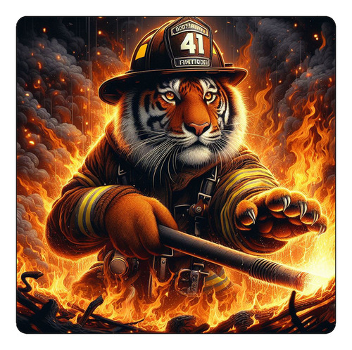 Mousepad Tigre Bombero Fireman Heroe Valiente M2
