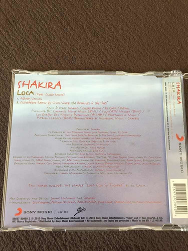 Cd Single Shakira Loca (Usado)