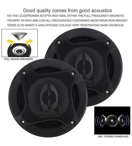 Imagen 2 de 3 de Kit 2 Parlantes Auto 13cm Redondo 300w Coaxial 2 Vías Hifi