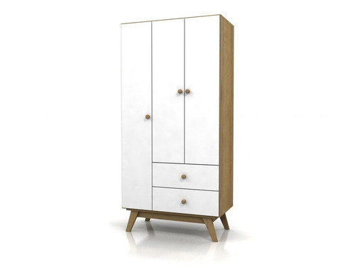 Imagen 7 de 10 de Ropero Muebles Placard 3 Puertas Roble Miel Con 2 Cajones