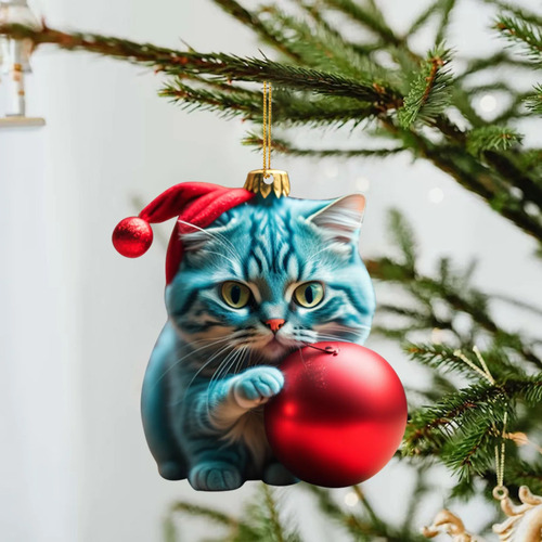 10 Pcs De Colgante De Árbol De Navidad Para Gatos