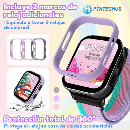 Reloj Inteligente 4g Llamadas HD Reloj Smartwatch Para Niños 4g Señal Reloj Inteligente Para Compatible con chip SIM 4g PTHTECHUS SOS smartwatch Lt49 Púrpura Llamadas Smartwatch,FULL HD LCD Smartwatch