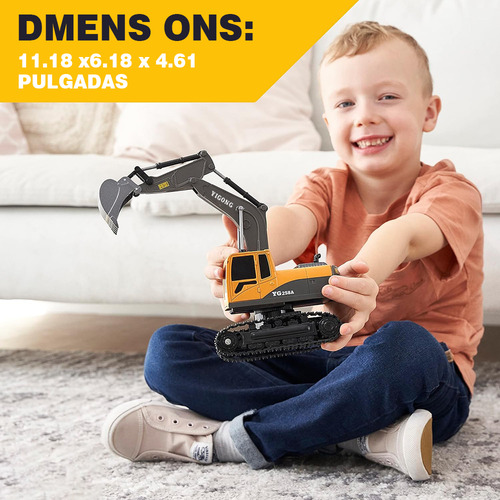 1:24 Excavadora Control Remoto Rc Juguete 6canal Alloy Color Naranja Claro