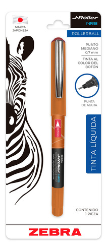 Bolígrafo Zebra J-roller Nrb Punto 0.7 Mm Blíster 1 Pieza Naranja Rojo