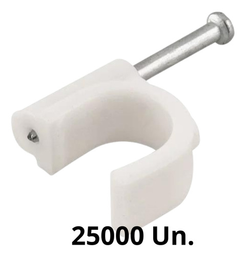 MFL Kit 25.000 Grampo Fixa Fio Cabo Coaxial Rg59 7mm Branco