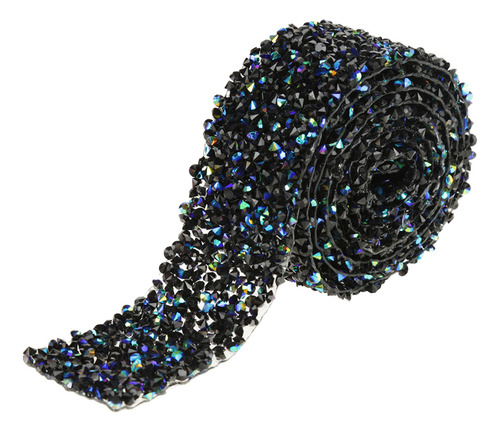 Rollo De Malla Negra Con Diamantes De Imitación De Cristal B