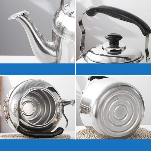Tetera Acero Inoxidable Hervidor Agua Cafe Con Tapa 6 Litros