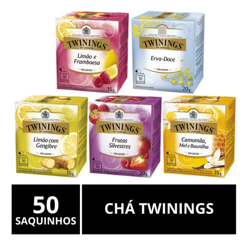 Chá Importado, Twinings, 5 Caixas Com 10 Saquinhos
