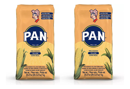 2 Harina Pan Precocida Maíz Amarillo Sin Gluten 2 Kg Arepas