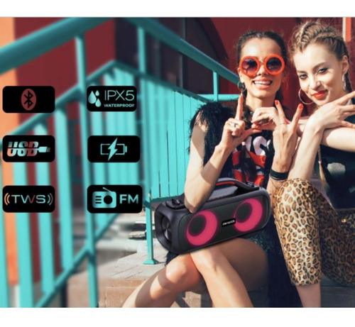 Imagen 3 de 4 de Parlante Aiwa Aws200bt Bluetooth 30 W Radiofm Luz Rgb 4 Hrs