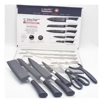 Comprar Todo En Uno Kit Juego Set Cuchillos Profesionales + Tijeras Color Negro