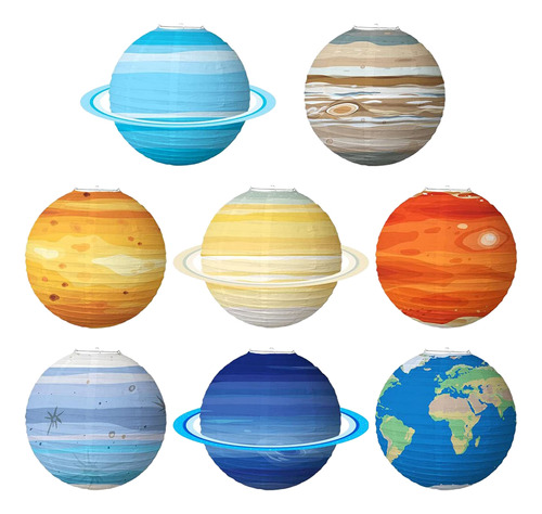Linterna De Papel Planet Ornaments, 8 Unidades