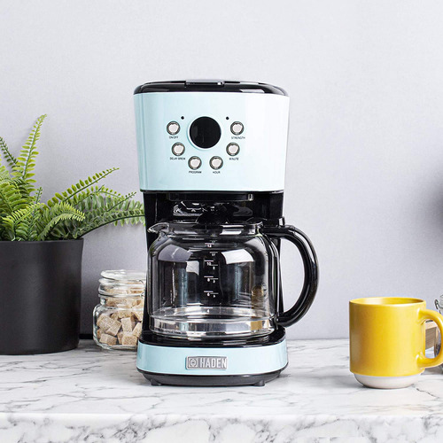 Haden Heritage - Cafetera Programable Vintage Retro De 12 T. Color Azul
