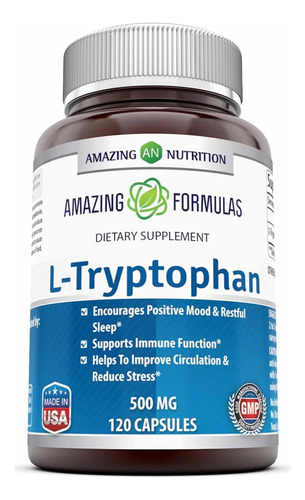 L-tryptophan 500mg (120 Cápsulas) Amazing Fórmulas Hecho E.u