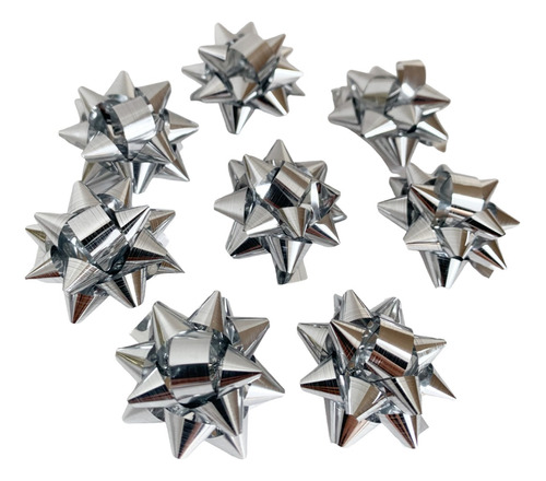 Moños Para Regalo Estrella 5mm Metalizado X 100und 