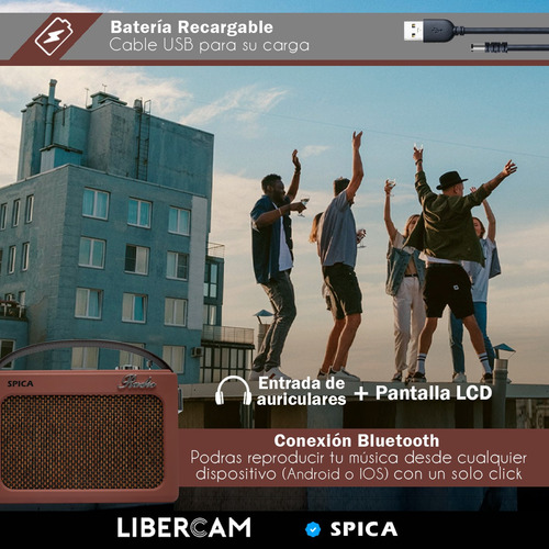 Imagen 8 de 10 de Radio Vintage Parlante Bluetooth Portatil Spica Sp-240 Am/fm