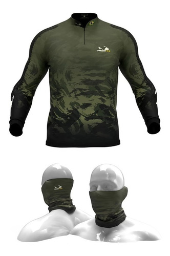 Imagem 1 de 7 de Camisa, Camiseta De Pesca Presa Viva Camuflada05 + Tube Neck