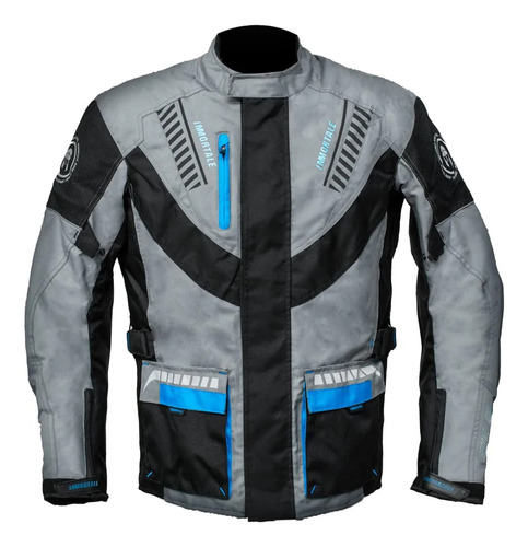 Chamarra De Moto Immortale Calix Man Gris/ Azul Protección