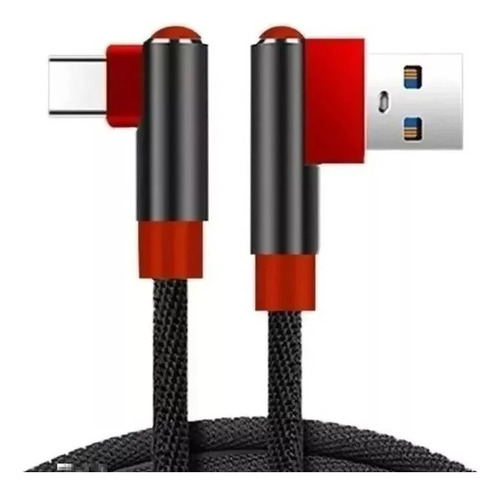 Cable Usb A Microusb 90 Grados Codo Mallado Reforzado 2a 1mt