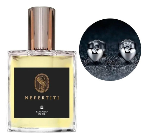 Perfume Feminino Nefertiti + Brinco Prata Coração