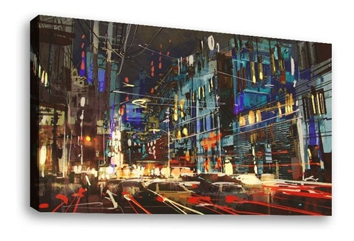 Cuadro Canvas Moderno Ciudad Nocturna Luces 2 Pinceladas