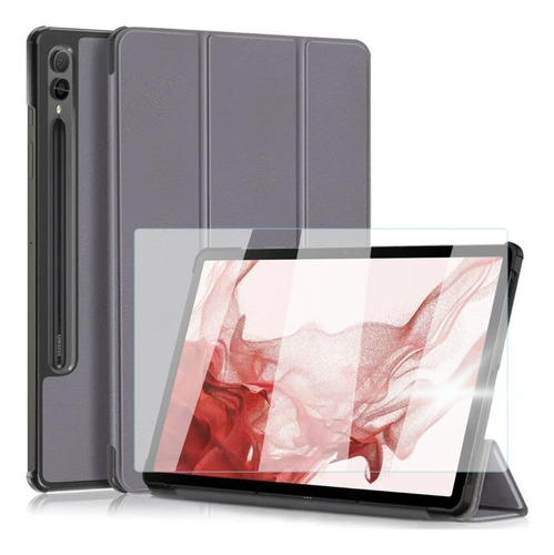 Mica + Funda Para Galaxy Tab S9 Plus / S9 Fe Plus Smart Gris