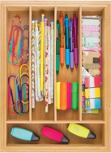 Imagen 3 de 10 de Porta Cubiertos Cubertero Organizador Extensible Bambu Cajon