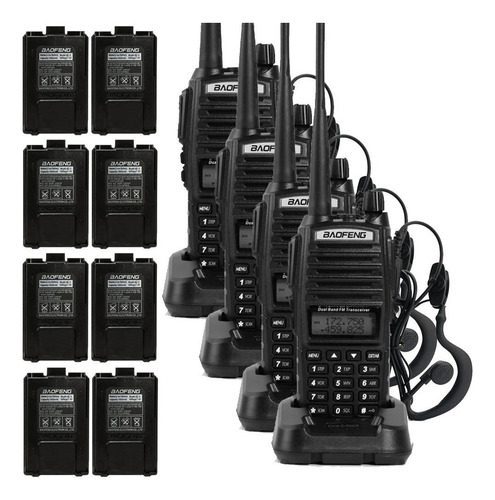 Handy Baofeng Uv-82 Kit X4 Bi-banda 128ch 20km Recepcion Vhf Color Negro