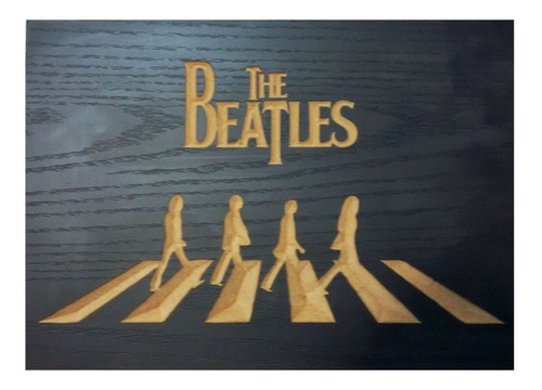 Quadro Entalhado Madeira P - The Beatles  - Abbey Road