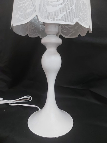 Imagen 10 de 10 de Lámpara De Buro Mesa Blanca Con Flores Le551