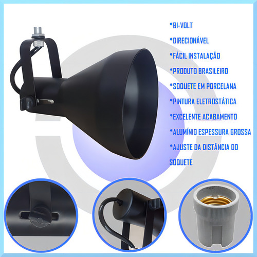 Spot Trilho Par30 Lampada Led Calha Perfilado 15 Unid