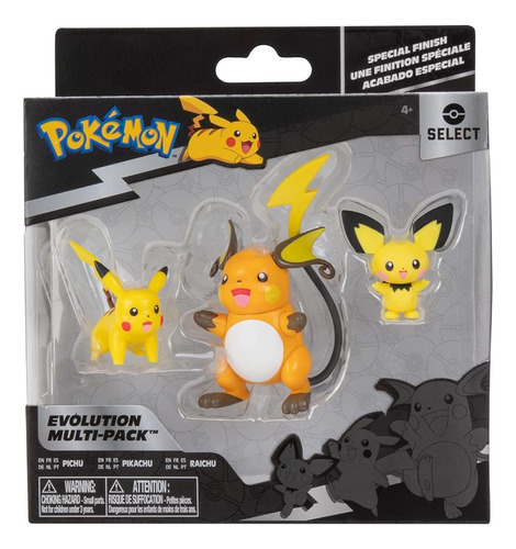 Muñecos Evoluciones De Pikachu Pichu Raichu Pokemón Jazwares