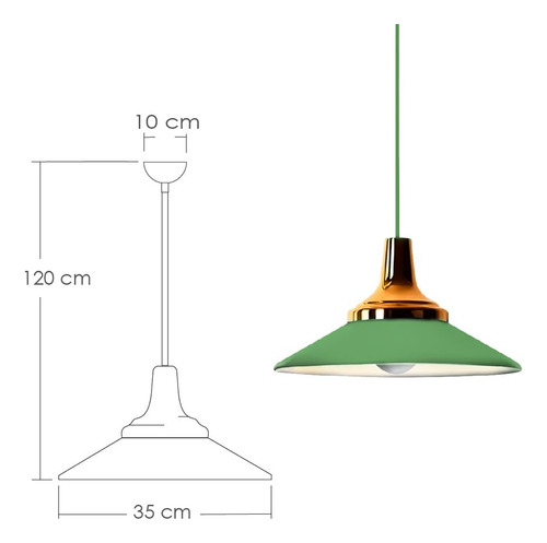 Lampara De Techo Colgante Decorativo Macaron Retro 35 Cm Diá Estructura Verde